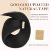 Picture of GOO GOO Tape in Hair Extensions Human Hair, 1B Natural black, 10inch 60g 40pcs, Thick Ends Straight Seamless Tape in, Invisible Tape in Hair Extensions Human Hair