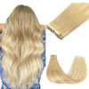 Picture of GOO GOO Tape in Hair Extensions Human Hair, 18AT60A Pearl Ash Blonde Highlights, 10inch 60g 40pcs, Thick Ends Straight Seamless Tape in, Invisible Tape in Hair Extensions Human Hair