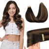 Picture of GOO GOO Tape in Hair Extensions Human Hair, 2/30/2 Balayage Expensive Brunette, 16inch 50g 20pcs, Thick Ends Straight Seamless Tape in, Invisible Tape in Hair Extensions Human Hair