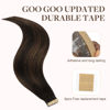 Picture of GOO GOO Tape in Hair Extensions Human Hair, 2/30/2 Balayage Expensive Brunette, 16inch 50g 20pcs, Thick Ends Straight Seamless Tape in, Invisible Tape in Hair Extensions Human Hair