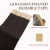 Picture of GOO GOO Tape in Hair Extensions Human Hair, 2A Light Brown, 10inch 60g 40pcs, Thick Ends Straight Seamless Tape in, Invisible Tape in Hair Extensions Human Hair