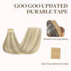 Picture of GOO GOO Tape in Hair Extensions Human Hair, 17A/60A Ash Blonde Highlighted Platinum Blonde, 14inch 50g 20pcs, Thick Ends Straight Seamless Tape in, Invisible Tape in Hair Extensions Human Hair