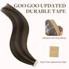 Picture of GOO GOO Tape in Hair Extensions Human Hair, 2/6 Dark Brown Highlighted Chestnut Brown, 10inch 60g 40pcs, Thick Ends Straight Seamless Tape in, Invisible Tape in Hair Extensions Human Hair