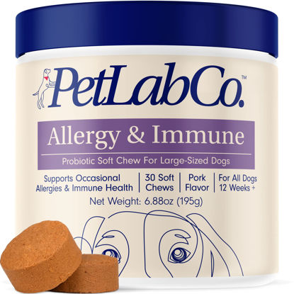 Picture of PetLab Co. Allergy & Immune Daily Probiotics for Dogs. Supports Yeast Production, Seasonal Allergies, Intermittent Itchiness, Gut & Digestive Health - 30 Chews - Available in Small, Medium, & Large