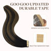 Picture of GOO GOO Tape in Hair Extensions Human Hair, 1B/6/1B Balayage Natural Black to Chestnut Brown, 10inch 60g 40pcs, Thick Ends Straight Seamless Tape in, Invisible Tape in Hair Extensions Human Hair