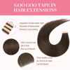 Picture of GOO GOO Tape in Hair Extensions Human Hair, 4A Chocolate Brown, 10inch 60g 40pcs, Thick Ends Straight Seamless Tape in, Invisible Tape in Hair Extensions Human Hair