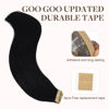 Picture of GOO GOO Tape in Hair Extensions Human Hair, 1 Jet black, 10inch 60g 40pcs, Thick Ends Straight Seamless Tape in, Invisible Tape in Hair Extensions Human Hair