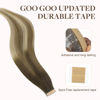 Picture of GOO GOO Tape in Hair Extensions Human Hair, 3/8/613 Balayage Walnut Brown to Ash Brown and Bleach Blonde, 10inch 60g 40pcs, Thick Ends Straight Seamless, Invisible Tape in Hair Extensions Human Hair