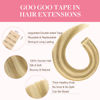 Picture of GOO GOO Tape in Hair Extensions Human Hair, 16/22 Light Blonde Highlighted Golden Blonde, 10inch 60g 40pcs, Thick Ends Straight Seamless Tape in, Invisible Tape in Hair Extensions Human Hair