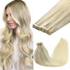 Picture of GOO GOO Tape in Hair Extensions Human Hair, 17/22/60 Balayage Ash Blonde to Golden Blonde and Platinum B, 10inch 60g 40pcs, Thick Ends Straight Seamless, Invisible Tape in Hair Extensions Human Hair