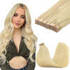 Picture of GOO GOO Tape in Hair Extensions Human Hair, 613R Bleach Blonde, 10inch 60g 40pcs, Thick Ends Straight Seamless Tape in, Invisible Tape in Hair Extensions Human Hair