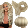 Picture of Full Shine Tape in Extensions Human Hair 18 Inch Blonde Hair Extensions Tape in Real Human Hair Color 16 Highlighted 22 Invisible Skin Weft Tape Hair Extensions 50g 20 Pcs Seamless Hair Extensions