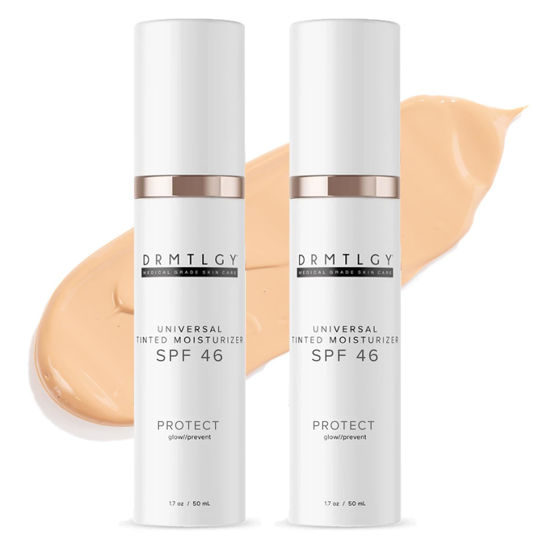 Picture of DRMTLGY Universal Tinted Moisturizer with SPF 46. Universal Tint. All-In-One Light Sheer Coverage Tinted Face Sunscreen with Broad Spectrum Protection Against UVA and UVB Rays. 1.7 oz, 2 pack