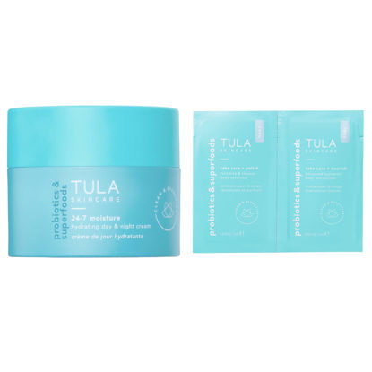 Picture of TULA Skin Care 24-7 Hydrating Day & Night Cream + Body Moisturizer/Exfoliator Packette - Anti-Aging Moisturizer for Face, Contains Watermelon & Blueberry Extract, 1.5 oz.