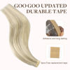 Picture of GOO GOO Tape in Hair Extensions Human Hair, 17A/60A Ash Blonde Highlighted Platinum Blonde, 10inch 60g 40pcs, Thick Ends Straight Seamless Tape in, Invisible Tape in Hair Extensions Human Hair