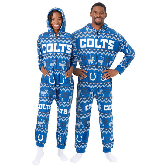 Picture of FOCO Indianapolis Colts NFL Mens Ugly Pattern One Piece Pajamas - S