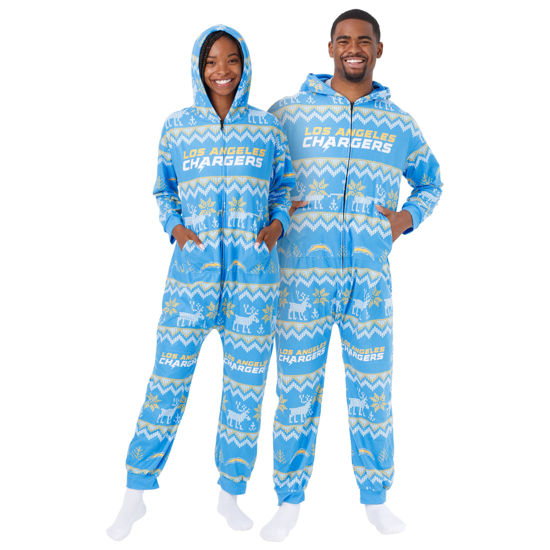 Picture of FOCO Los Angeles Chargers NFL Mens Ugly Pattern One Piece Pajamas - XXL