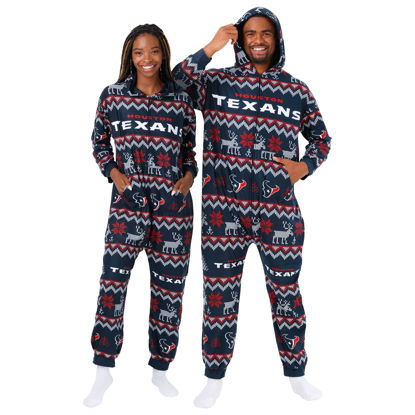 Picture of FOCO Houston Texans NFL Mens Ugly Pattern One Piece Pajamas - XL