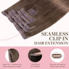 Picture of GOO GOO Clip in Hair Extensions Real Human Hair, Remy Human Hair Extensions Clip ins for Women, Natural Human Hair, 14inch 110g 7Pcs, 5 Light Ash Brown