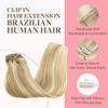 Picture of GOO GOO Clip in Hair Extensions Real Human Hair, Remy Human Hair Extensions Clip ins for Women, Natural Human Hair, 14inch 120g 7Pcs, 18A/613A Dark Blonde Highlighted Bleach Blonde