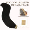 Picture of GOO GOO Tape in Hair Extensions Human Hair, 1B Natural black, 14inch 100g 40pcs, Thick Ends Straight Seamless Tape in, Invisible Tape in Hair Extensions Human Hair