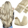 Picture of GOO GOO Clip in Hair Extensions Real Human Hair, Remy Human Hair Extensions Clip ins for Women, Natural Human Hair, 14inch 150g 9Pcs, 17A/60A Ash Blonde Highlighted Platinum Blonde