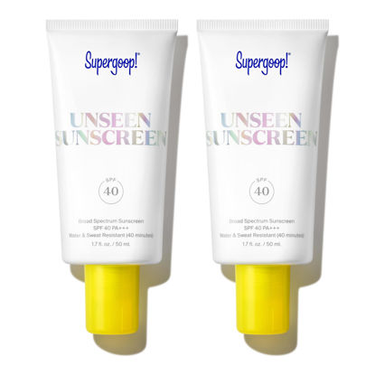 Picture of Supergoop! Unseen Sunscreen - SPF 40-1.7 fl oz - Pack of 2 - Invisible, Broad Spectrum Face Sunscreen - Weightless, Scentless, and Oil Free - For All Skin Types and Skin Tones