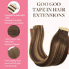 Picture of GOO GOO Tape in Hair Extensions Human Hair, 4/27/4 Balayage Chocolate Brown to Caramel Blonde, 14inch 100g 40pcs, Thick Ends Straight Seamless Tape in, Invisible Tape in Hair Extensions Human Hair