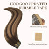 Picture of GOO GOO Tape in Hair Extensions Human Hair, 4/27/4 Balayage Chocolate Brown to Caramel Blonde, 14inch 100g 40pcs, Thick Ends Straight Seamless Tape in, Invisible Tape in Hair Extensions Human Hair