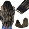 Picture of GOO GOO Tape in Hair Extensions Human Hair, 1B/16/1B Balayage Natural Black to Light Blonde, 14inch 100g 40pcs, Thick Ends Straight Seamless Tape in, Invisible Tape in Hair Extensions Human Hair