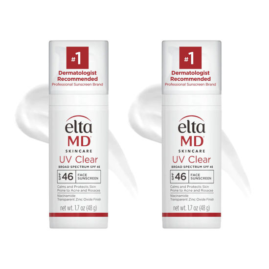 Picture of EltaMD UV Clear Face Sunscreen, SPF 46 Oil Free Sunscreen with Zinc Oxide, Protects and Calms Sensitive Skin and Acne-Prone Skin, Lightweight, Silky, Dermatologist Recommended, (2 Pack)