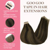 Picture of GOO GOO Tape in Hair Extensions Human Hair, 2/6 Dark Brown Highlighted Chestnut Brown, 18inch 100g 40pcs, Thick Ends Straight Seamless Tape in, Invisible Tape in Hair Extensions Human Hair