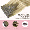 Picture of GOO GOO Clip in Hair Extensions Real Human Hair, Remy Human Hair Extensions Clip ins for Women, Natural Human Hair, 16inch 110g 7Pcs, 5A/90/16F Bahamian Balayage