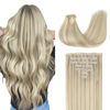 Picture of GOO GOO Clip in Hair Extensions Real Human Hair, 16inch 110g 7Pcs, 17A/60A Ash Blonde Highlighted Platinum Blonde, Remy Human Hair Extensions Clip ins for Women, Natural Human Hair