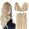 Picture of DOORES Clip in Hair Extensions Real Human Hair Extensions, Balayage Dark Blonde Highlighted Bleach Blonde 20 Inch 120g 7pcs Clip in Hair Extensions Remy Natural Hair Extensions Straight Thick