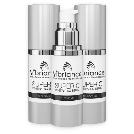 Picture of Vibriance Super C Serum for Mature Skin, Made in USA, All-In-One Formula Hydrates, Firms, Lifts, Smooths, Targets Age Spots, Wrinkles, Vitamin C Serum; 1 fl oz - Pack of 3