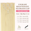 Picture of GOO GOO Clip in Hair Extensions Real Human Hair, Remy Human Hair Extensions Clip ins for Women, Natural Human Hair, 18inch 130g 7Pcs, 613R Bleach Blonde