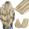 Picture of GOO GOO Tape in Hair Extensions Human Hair, 17A/60A Ash Blonde Highlighted Platinum Blonde, 16inch 100g 40pcs, Thick Ends Straight Seamless Tape in, Invisible Tape in Hair Extensions Human Hair