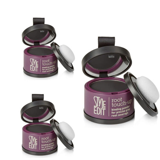 Picture of Root Touch Up Powder By Style Edit, to Cover Up Dark Roots and Grays Between Salon Visits, Water Resistant, Non-Sticky, Compact And Mess-Free, Black Hair Color (Pack of 3)