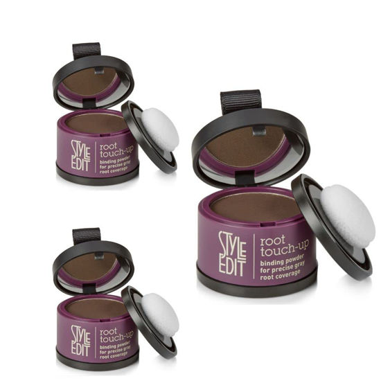 Picture of Style Edit Root Touch Up Powder, to Cover Up Dark Roots and Grays Between Salon Visits, Water Resistant, Non-Sticky, Compact And Mess-Free, Dark Brown Hair Color (Pack of 3)