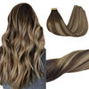 Picture of GOO GOO Tape in Hair Extensions Human Hair, 4/26/4 Balayage Chocolate Brown to Honey Blonde, 26inch 60g 20pcs, Thick Ends Straight Seamless Tape in, Invisible Tape in Hair Extensions Human Hair