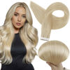 Picture of Full Shine Blonde Tape in Extensions Human Hair Color 613 Tape in Hair Extensions Human Hair 26Inch Long Straight Tape in Human Hair Extensions Seamless Skin Weft Hair 50Gram Remy Hair Extension 20Pcs