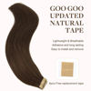 Picture of GOO GOO Tape in Hair Extensions 40pcs 100g 24in Straight Chocolate Brown 100% Real Human Hair Extensions Skin Weft Human Remy Tape in Seamless Hair Extensions for Women