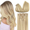 Picture of GOO GOO Clip in Hair Extensions Real Human Hair, 22inch 110g 7Pcs, 18A/613A Dark Blonde Highlighted Bleach Blonde, Remy Human Hair Extensions Clip ins for Women, Natural Human Hair