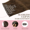 Picture of GOO GOO Clip in Hair Extensions Real Human Hair, Remy Human Hair Extensions Clip ins for Women, Natural Human Hair, 24inch 120g 7Pcs, 4A Chocolate Brown