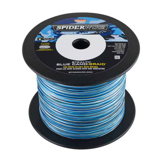 Picture of SpiderWire Stealth® Superline, Blue Camo, 40lb | 18.1kg, 3000yd | 2743m Braided Fishing Line, Suitable for Saltwater and Freshwater Environments