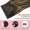 Picture of GOO GOO Clip in Hair Extensions Real Human Hair, Remy Human Hair Extensions Clip ins for Women, Natural Human Hair, 24inch 120g 7Pcs, 4/27/4 Balayage Chocolate Brown to Caramel Blonde