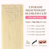 Picture of GOO GOO Seamless Clip in Hair Extensions, 100% Real Human Hair Extensions with Invisible PU Skin Weft, 22inch 150g 7pcs Natural Silky Straight Hair Extensions, Long Hair for Women, Bleach Blonde#613