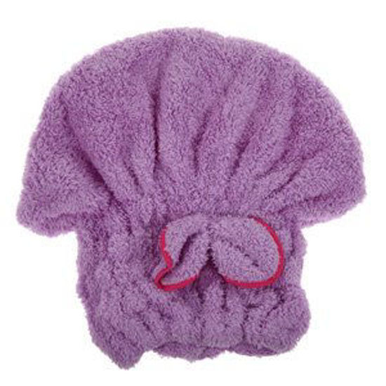 Picture of 6 Colors Microfiber Solid Quickly Dry Hair Hat Womens Girls Ladies Cap Bath Accessories Drying Towel Head Wrap Hat Purple