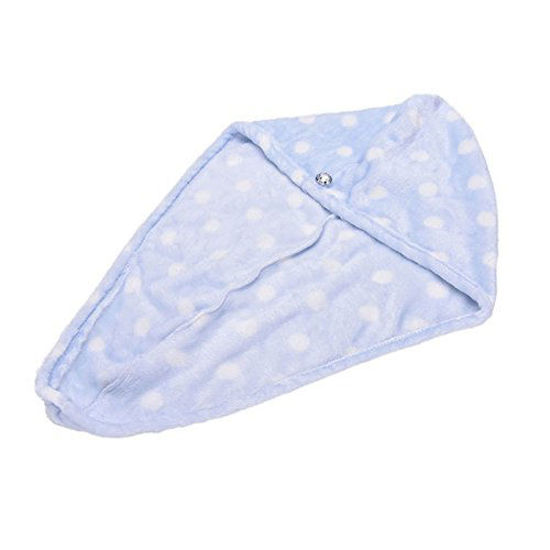 Picture of Womens Girls Lady's Magic Quick Dry Bath Hair Drying Towel Head Wrap Hat Makeup Cosmetics Cap Bathing Tool Blue